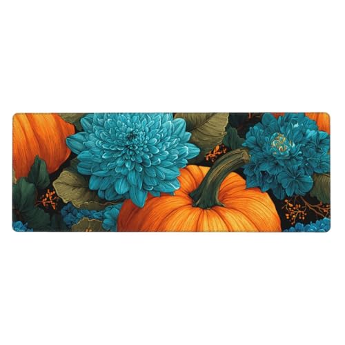 Tapis de bureau imprimé chrysanthèmes 80 x 30 cm avec finitions soignées