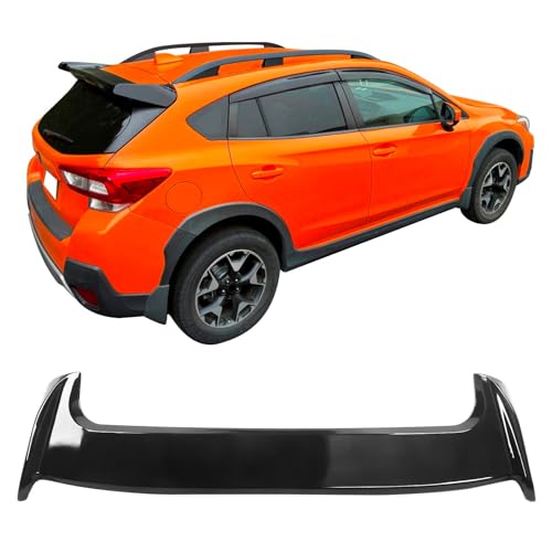 STI Roof Spoiler - 2025 Subaru Forester 3 IKON MOTORSPORTS, Rear Window Roof Spoiler Compatible with 2018-2023 Subaru Crosstrek & 2017-2023 Impreza Hatchback, IKON Style Gloss Black ABS Plastic Add On Top Roofline Windshield Visor Wing