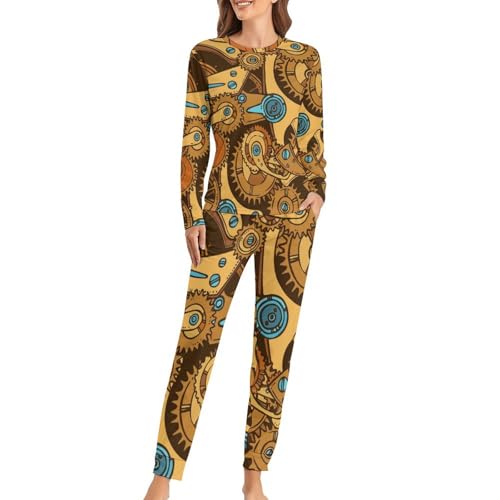 Pyjama femme t-shirt manches longues pantalon sleepwear vêtement de nuit