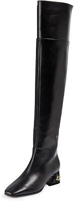 YDN Women Classic Over The Knee High Boots Square Toe Long Booties Chunky Mid Heels Calf Zipper Shoes Party Shopping Daily Size 4-16 US