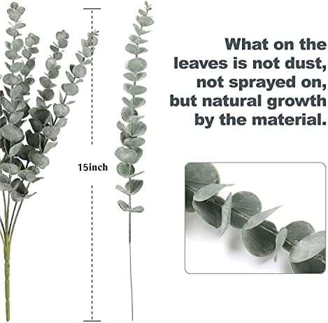 LELUSH 24 Pcs Artificial Eucalyptus Stems Leaves, Real Touch Faux Eucalyptus Branches Garland Artificial Flowers Plants for Flower Arrangement, Home Wedding Party Decoration