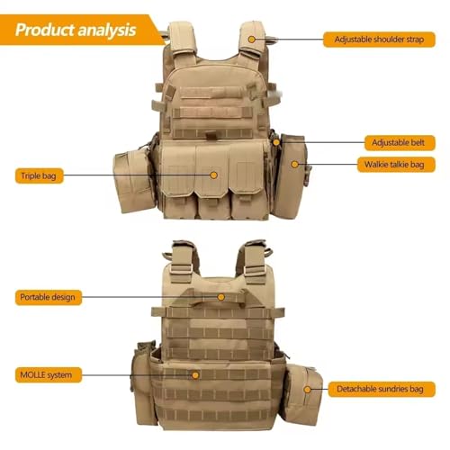 Chaleco Airsoft MOLLE transpirable con ajuste corporal y sistema modular 4