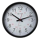 Timekeeper Tuxedo 24 Hour Flat Glass Lens and White/Red/Black Numbers, 14-Inch Clock,OP201