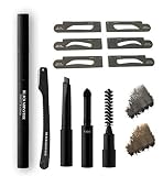Black Monster 5 in 1 Eyebrow Kit - Stencils, Razor, Pencil, Sponge Tip, Brush Easy Long Lasting Brow