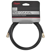 Rocketfish RG6 Coaxial Cables & 2-Way Splitter High-Speed TV, Antenna, Modem & Cable Box Connectivity for Home Theater & Internet Setup Coaxial Cable 6 ft