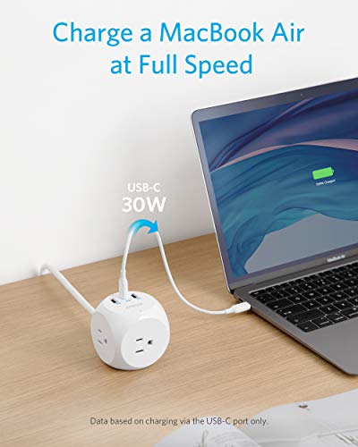 Anker Power Strip With Usb C, Powercube With 3 Outlets & 30W Usb C,5Ft Extension Cord, Power Delivery High-Speed Charging For Iphone 14/14Pro/13/12, For Dorm/Office,Cruise Travel Essential,Tuv Listed #TOP6