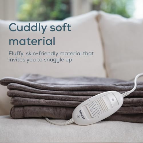Image of Beurer German Engineering HD 75 Electric Overblanket I Fast Heating Throwblanket I German Engineering I 6 Temperature Levels I Auto Shut-Off I Machine Washable 30C I Overheat Protection I OEKO-TEX Certified I Removable Switch I Power of 100W I 3-Year Warranty