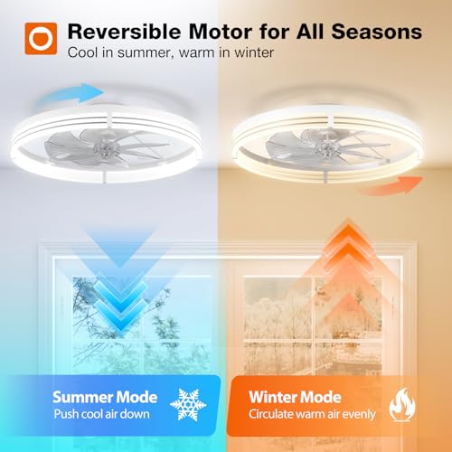 addlon Ceiling Fans with Lights and Remote, 24'' Low Profile Ceiling Fans, 3000-6000K Dimmable Modern Flush Mount LED Fan Light, Fandelier Ceiling Fan for Bedroom, Kitchen, Living Room, Office, White by addlon - Image 6