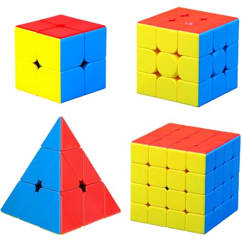 Image of CFMOUR Speed Cube Set - Stickerless 2x2 3x3 4x4 Pyramid Magic Cubes Bundle | Fast Turning, Moyu Meilong, Birthday Party Easter Valentines Day Gifts, Kids Puzzle Game, Brain Toy for Teens and Adults