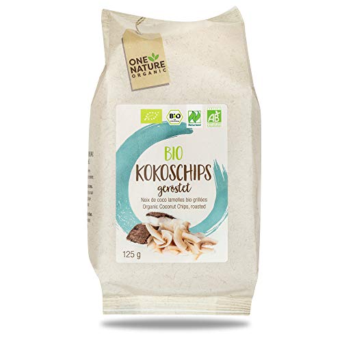 ONE NATURE Organic - 100% BIO Kokoschips vegan 6x125g - Kokosflocken geröstet und knackig frisch - Low Carb Kokosnuss-Chips für Müsli, Topping oder als Snack - Urlaubsgefühle für Zuhause Cover