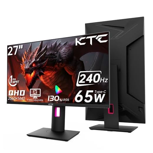 KTC 27'' 240Hz QHD 1440P Gaming Monitor 144Hz 1ms 65W Type C USB DisplayPort HDMI HDR400 Tilt/Height/Pivot/Swivel Fast HVA AdaptiveSync VESA
