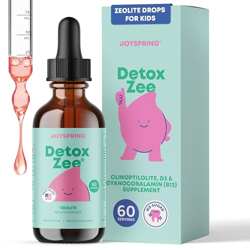 JoySpring DetoxZee Zeolite for Kids Zeolite Clinoptilolite Drops with Cyanocobalamin B12 & Vitamin D3 Kids Support Natural Berry Flavor Liquid | (2fl oz) 60 Servings
