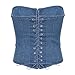 Women's Denim Corset Top Strapless Push Up Lace-Up Back Waist Cincher Casual Fashionable Tube Top
