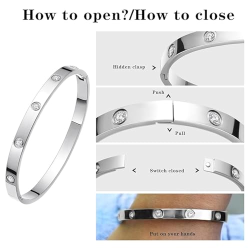 Image of Okos Gold Plated Fashion Jewellery Stainless Steel Anti Tarnish Cuff Band Style Bangle Bracelet with White CZ Stones For Girls and Women CO0025