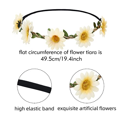 Cinaci 14 Pack Handmade Hawaiian Beach Bohemian Boho Adjustable Sunflower Flower Crowns Headbands Wreath Tiara Garland Wedding Party Headpieces For Women Girls Brides Bridesmaids Teens #TOP6