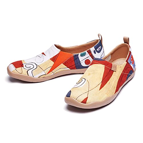 UIN Men's Walking Travel Shoes Slip On Canvas Casual Loafers Lightweight Comfort Art Painted Fashion Sneaker The Puzzle (11)4