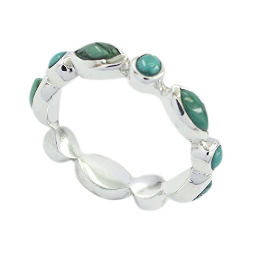 Bague de promesse turquoise en argent massif et finition barre de haute qualité