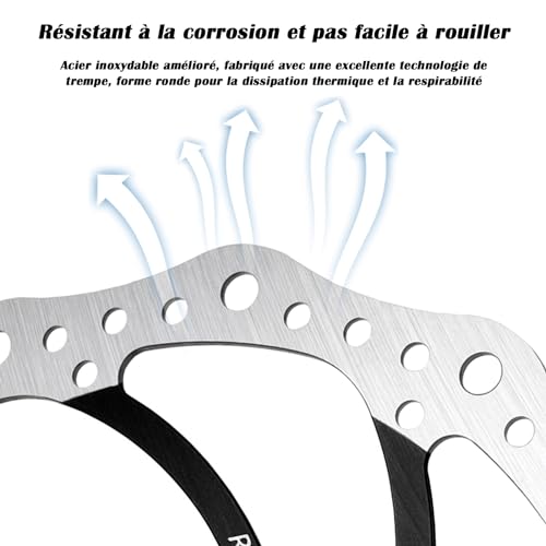 Yongness Rotor de disque de frein de vélo 140 mm 160 mm 180 mm 203 mm rotor de frein à disque de vélo avec 6 boulons, adapté aux vélos de route VTT BMX (R6 Noir 160 mm) – vue 5
