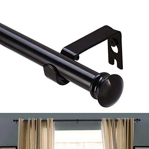 Black Window Curtain Rods 30 To 45 Inches, Decorative 5/8 Inch Diameter Single Window Curtain Rod Set For Room Divider, Bedroom, Living Room, Kitchen, Bathroom,With Brackets #TOP24