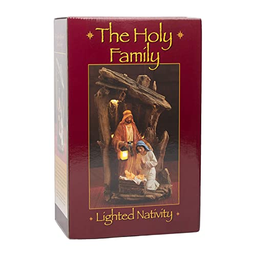 Three Kings Gifts The Original Gifts Of Christmas Driftwood Creche Holy Family Led Light-Up 14 X 8.5 Polystone Nativity Table Top Figurine #TOP2