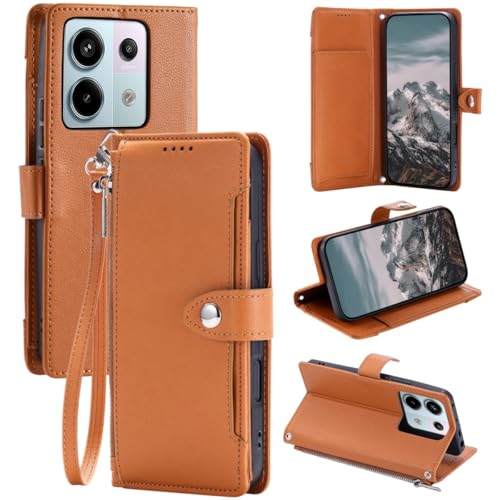 Étui Moto G05 anti-rayures avec fermeture éclair marron
