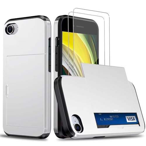 Beajew Coque Portefeuille pour iPhone 7/8/SE 2020/SE 2022 avec Protection écran, Étui de Protection Double Couche Antichoc, Fente Cachée Coulissante,...