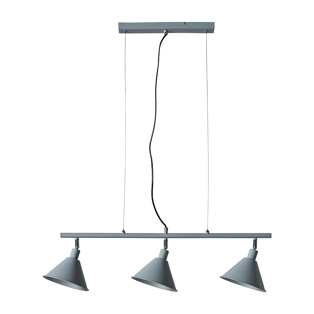 MiniSun | Modern 3 Way Suspended Ceiling Light with Grey/Silver Metal Cone Shades | Pendant Lights, Home Décor Essential | Includes Bulb [3000K Warm White] | Includes Full Wired Fitting | Mains Wired