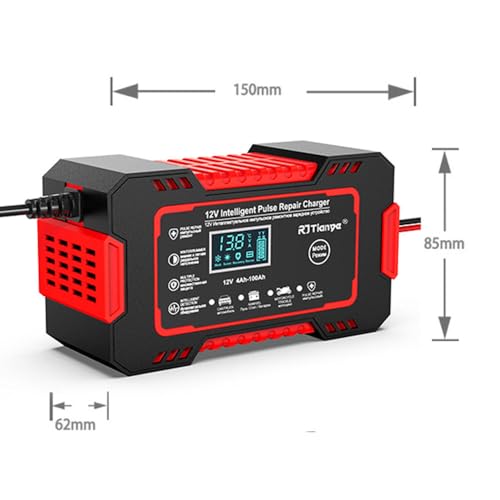 Image of Suptikes Car Battery Charger, 12V 6A Smart Battery Trickle Charger Automotive Battery Maintainer Desulfator with Temperature Compensation for Car Truck Motorcycle Lawn Mower Marine Batteries