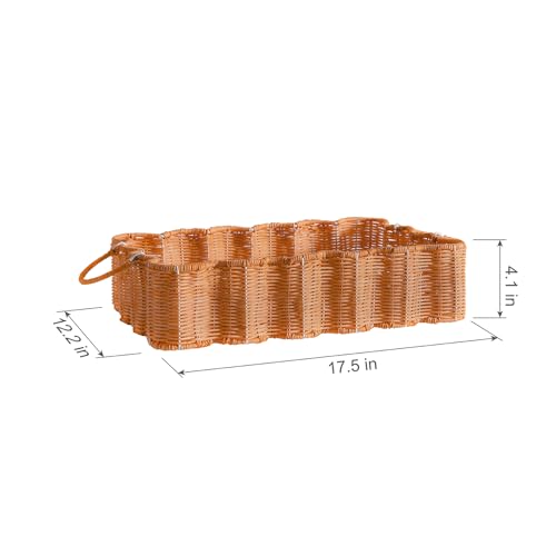 Plateau en rotin pour table basse grand format orange clair