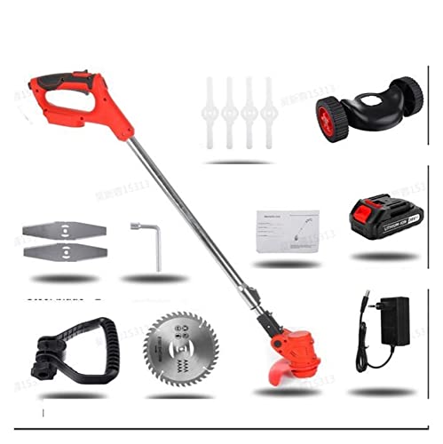 Cortasetos, Cortacésped de setos inalámbrico de 24V, cortacésped eléctrico portátil de 1880W, desbrozadora de mano, batería, herramienta de corte de jardín(Orange LED 1B)