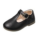 Toddler Girl Mary Jane Dress Shoes School Oxford Flats for Girl Wedding Party Shoes T-Strap Uniform Shoes (Black, 5 Infant)