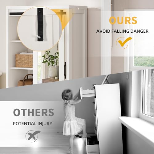 DWVO Bathroom Storage Cabinet, 67" Tall Storage Cabinet with Full Length Mirror & Barn Door, Farmhouse Bathroom Cabinets with Drawers for Kitchen Cabinet, Living Room, Laundry, White Oak