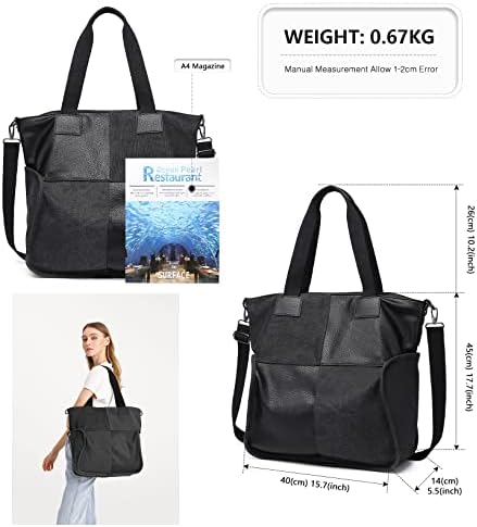 Kono Large Handbags for Women Canvas Tote Bag Patchwork Casual Hobo Shoulder Bags Top Handle Bag Plaid Oversize Crossbody Messenger Bag for Weekend Overnight Holiday Travel Work School