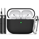 Ljusmicker for AirPods Pro 3 Case 2025 with Cleaner Kit,Soft Silicone Protective Cases for Apple AirPods Pro 3rd Generation Case for Women Men,AirPod Pro 3 Cases Cover Accessories with Keychain-Black