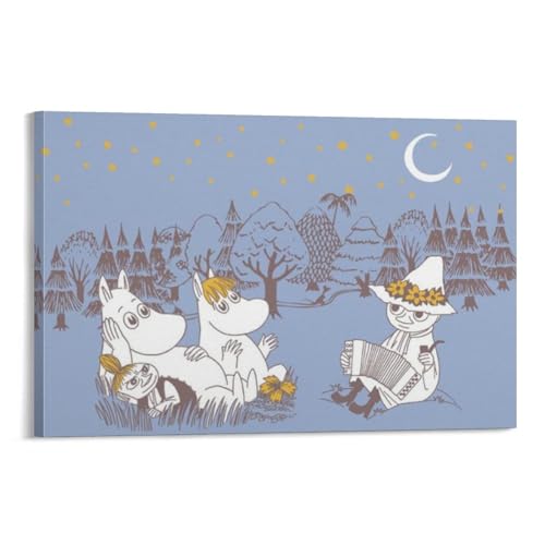ムーミン Moomin 油絵 絵画 ポスター.2 キャンバス プリント 部屋飾り ウォールアート ベッドルーム ポスター 壁の絵 版画 インテリア16x24inch(40x60cm)