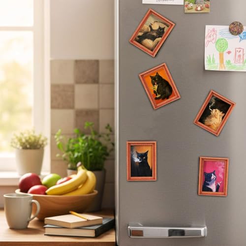 Imanes decorativos con diseño de gato 3D, pack de 6 miniatura 3