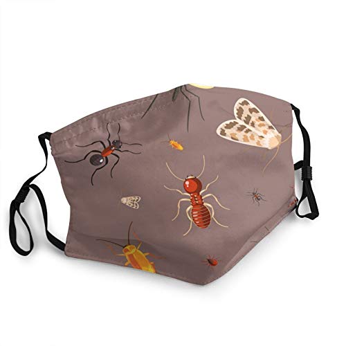 Insects With Moths Ants Masks Outdoor Protective Face Mask Washable Reusable Dust Mouth Cover Adjustable Face Scarf With Elastic Strap