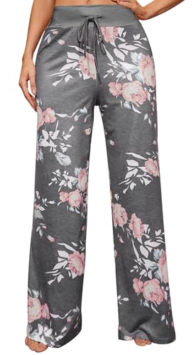 Image of Women Pajama Pants Comfy Lounge Wide Leg Casual Stretch Palazzo Drawstring Pj Bottoms Pants S-3XL