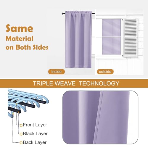 Image of Aiyufeng Lilac Blackout Curtains for Bedroom 63 Inch Length 2 Panels, Solid Thermal Insulated Energy Saving Rod Pocket Window Treatment Curtains Blackout Drapes, W40 x L63 Inch,Lilac