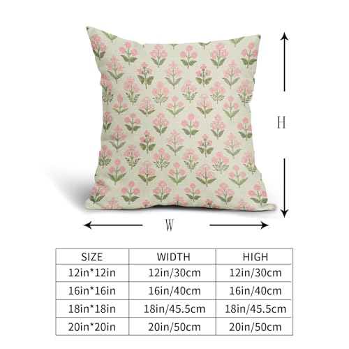 Sivirary Pink Green Block Print Pillow Covers 18x18 Inch Set of 2 Vintage Floral Decorative Pillow Cases Boho Outdoor Linen Square Cushion Cover Rustic Farmhouse Decor for Bedroom Home Sofa Couch Bed - Cosy Home Interiors Sivirary Pink Green Block Print Pillow Covers 18x18 Inch Set of 2 Vintage Floral Decorative Pillow Cases Boho Outdoor Linen Square Cushion Cover Rustic Farmhouse Decor for Bedroom Home Sofa Couch Bed - Image 5