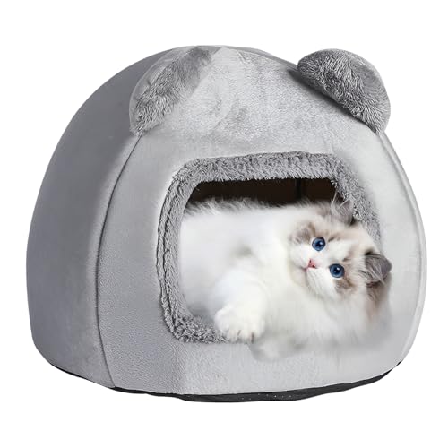 SKIKHN Katzenhöhle Katzenbett Waschbare,40cm Katzenhaus Kuschelhöhle Mit Anti-Rutsch Boden undAbnehmbarem Matte,Haustierbett Weiches Komfort Bett...