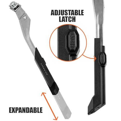 Image of BV Rear Bike Stand for 24 inch-29 inch - Adjustable Bikes Kickstand for Adult Bike with Non-Slip Foot & Spring-Loaded Latch for Stable Any-Angle Stance - Bicycle Stand for Mountain, City & Hybrid Bikes