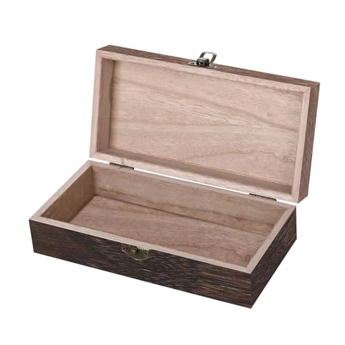Vintage Wood Storage Box Rectangular Solid Wood Gift Box Keepsake Boxes Storage Bins With Lids For Sunglass Case Locker Organizer Trinket Boxes Man Retro Style Jewelry 7. 9 x 3. 9 x 2.4 Inch