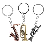 Gatuida 3 piezas Llavero Saxofón Metálico Vintage Miniatura Musical Pulida Accesorio Multifunción para Músicos y Regalos Originales Amantes Música para Cotillones y Detalles Día Madre