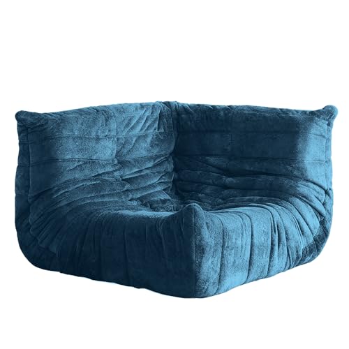 Image of Bean Bag Chair, Memory Foam Bean Bag Chairs for Adults, Fireside Corner Chair Lazy Floor Corner Sofa for Living Room, Bedroom, Dorm, Office(Navy Blue)