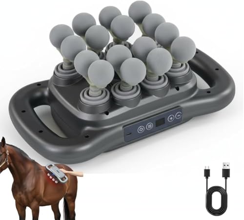 2026 Upgraded Horse Halo Massager 16 Head Massage Gun Deep Tissue Horse Recovery Massage Tools Red Light Heat Therapy Quiet Adjustable Intensity Muscle Relaxation for Equine Wellness