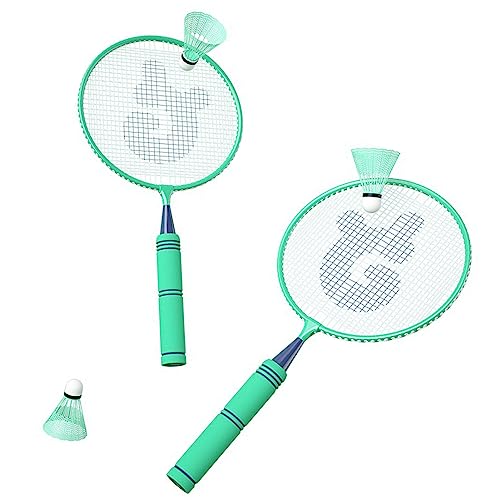 Raquetas de Bádminton Juego de Raquetas de Bádminton para Niños, Ligeras, Elásticas, de Aleación de Hierro, para Edades de 5 a 12 Años Raquetas de Bádminton Verde MentaJuego de