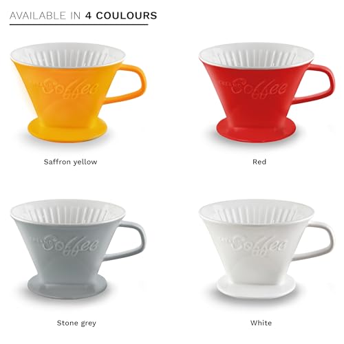 Creano Porcelain Coffee Dripper - White - Ceramic Cone Brewer - Pour Over Coffee Maker for Filter Bags Size 4 - Easy Manual Brew for pure taste - also for Camping, Hiking by Creano - Image 7