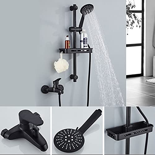 Robinet mélangeur de salle de bain mural noir avec colonne de douche ABS