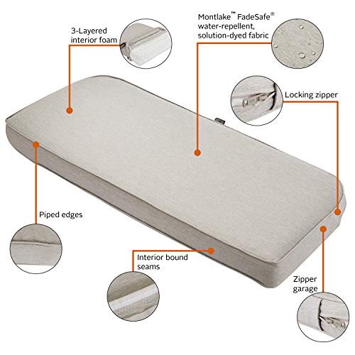 Classic Accessories Montlake Fadesafe Water-Resistant 41 X 18 X 3 Inch Outdoor Bench/Settee Contoured Back Cushion, Patio Furniture Swing Cushion, Heather Grey, Patio Loveseat Cushion #TOP3